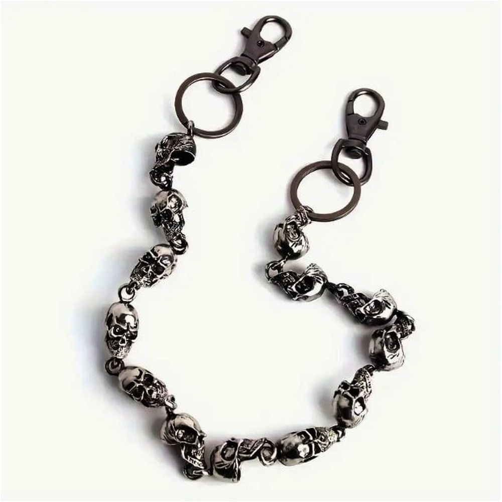 Zac's Alter Ego - Gun Metal Skull Hip Chain/ Key Chain/ Wallet Chain Portemonneeketting/broekketting - Zwart